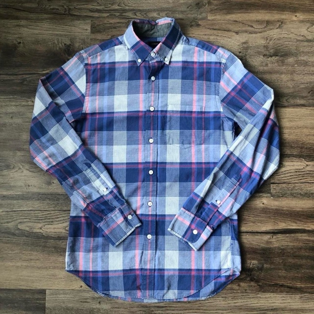 J. Crew Casual Plaid Shirt in Blue and Pink - Picture 2 of 7